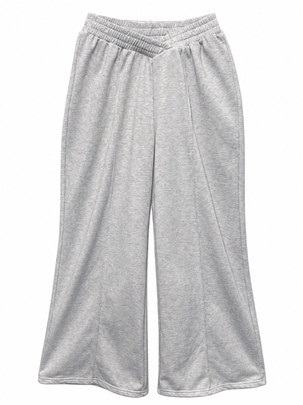SHEIN Curve Light Gray Joggers Wide Leg Elastic Waist w/V in Front Sz 0XL